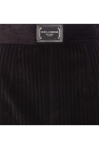 Dolce & gabbana Plisowana spódnica z logo plakietką, F4CPETFUWEUM0682