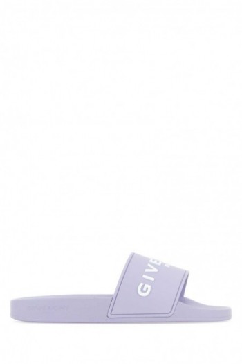 Givenchy Liliowe gumowe klapki z logo