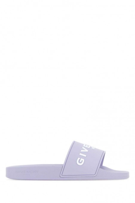Givenchy Liliowe gumowe klapki z logo