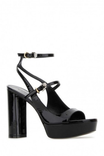 Givenchy Czarne, skórzane sandały na platformie Voyou