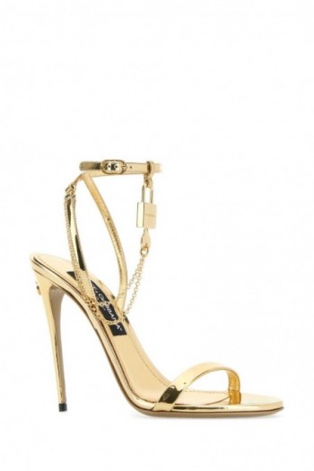 Dolce & Gabbana Złote skórzane sandały Keira, CR1615AY828 8H958