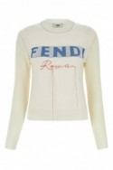 2Fendi Sweter haftem Fendi Roma w kolorze kości słoniowej