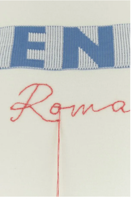 Fendi Sweter haftem Fendi Roma w kolorze kości słoniowej