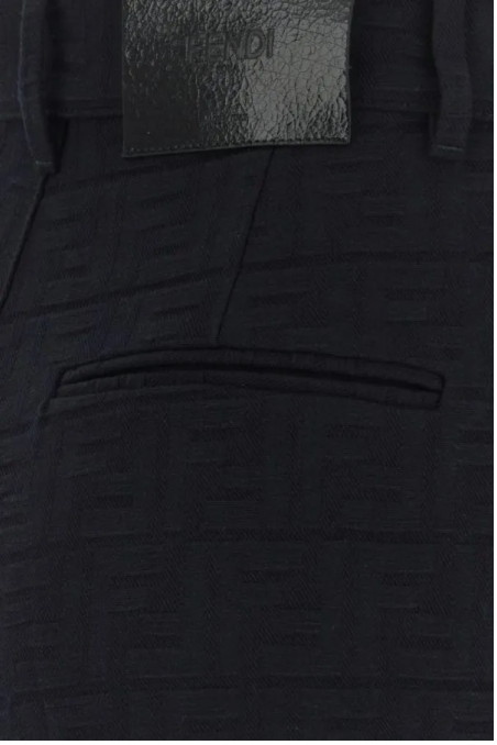 Fendi Spodenki dżinsowe z haftem FF w kolorze granatowym
