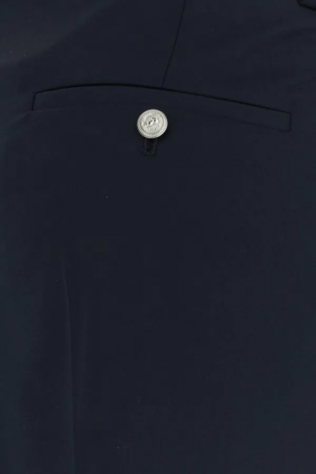 Balmain Granatowe spodnie z kantem z diagonalu