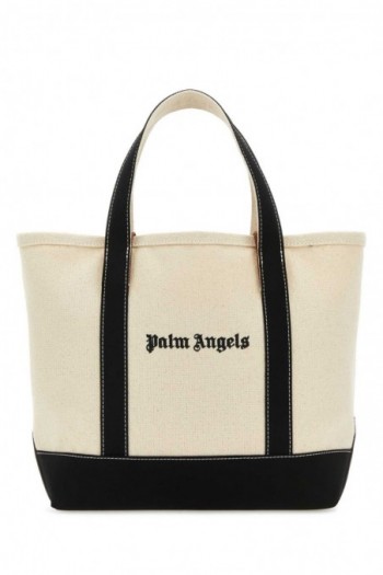 Palm Angels Płócienna torba na shopper z logo w kolorze kości słoniowej