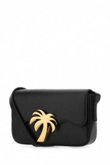 Palm Angels Czarna skórzana torba na ramię Palm Beach Bridge