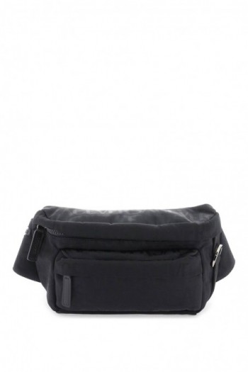 Versace Czarna nylonowa torba na pas z żakardowym logo