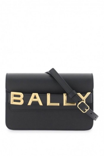 Bally Czarna skórzana torebka na ramię z metalowym logo