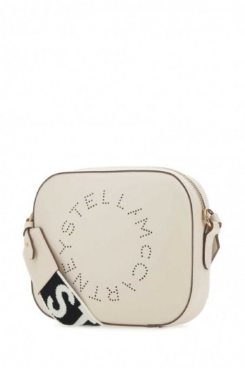 Stella McCartney Mini torba na ramię z logo Stella w kolorze piaskowym