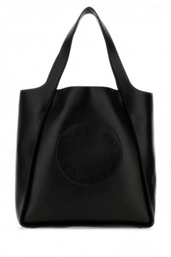Stella McCartney Czarna torba shopper z logo Stella alter mat
