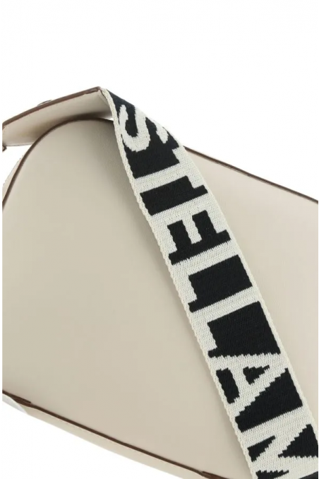 Stella McCartney Mini torba na ramię z logo Stella w kolorze piaskowym