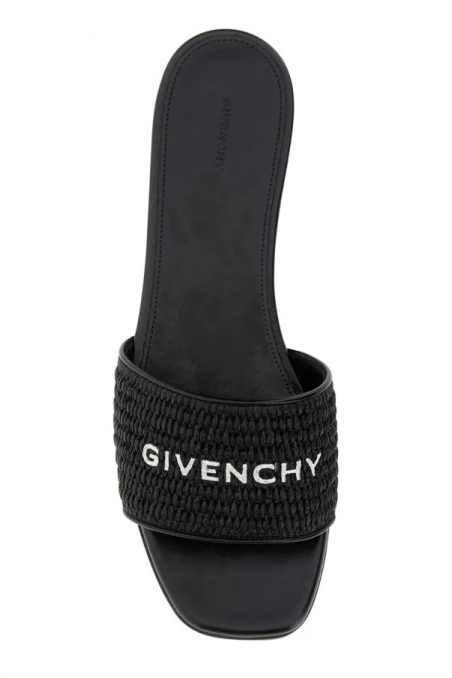 Givenchy Czarne klapki z rafii 4G