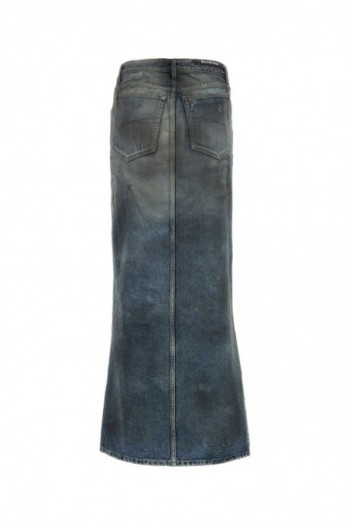 Balenciaga Niebieska długa spódnica dżinsowa z rozcięciem