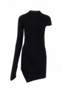 2Balenciaga Czarna sukienka na jedno ramię z prążkowanej mieszanki wiskozy