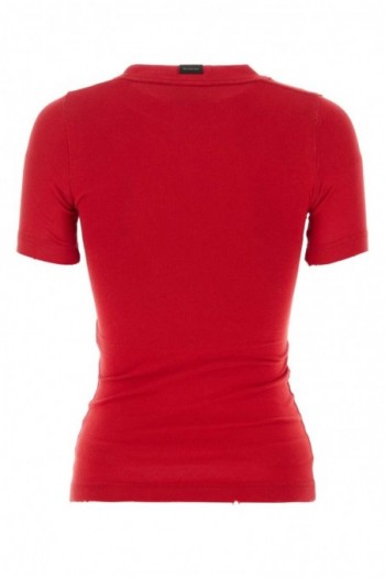 Balenciaga Czerwona bawełniana koszulka z nadrukiem