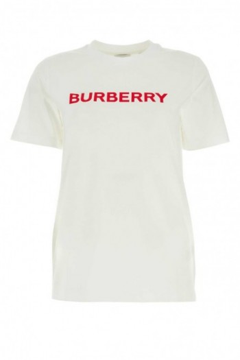 Burberry Biała bawełniana koszulka z logo