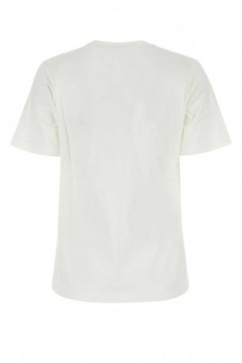 Burberry Biała bawełniana koszulka z haftem logo