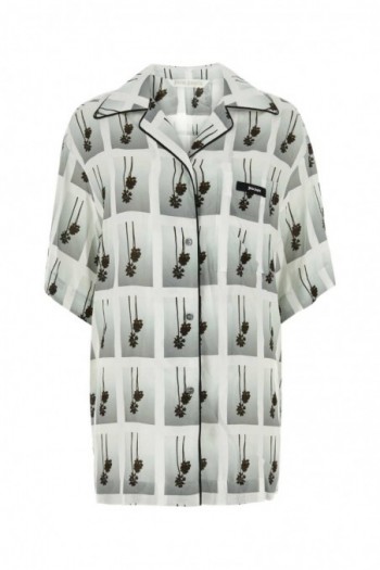 Palm Angels Koszula od piżamy z wiskozy z nadrukiem palm