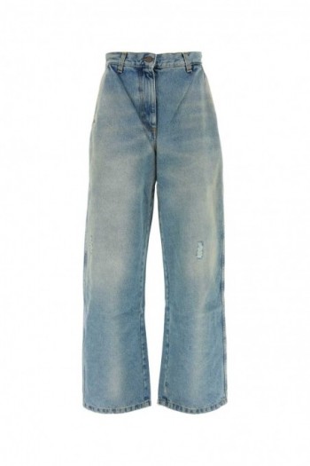 Palm Angels Niebieskie jeansy z szerokimi nogawkami