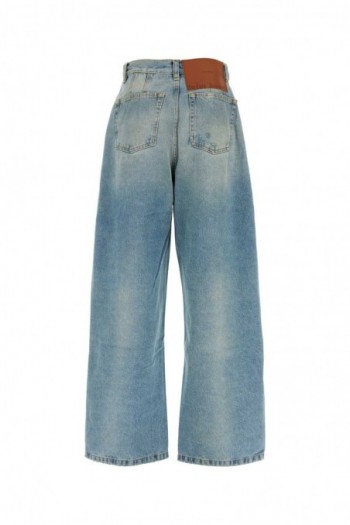 Palm Angels Niebieskie jeansy z szerokimi nogawkami