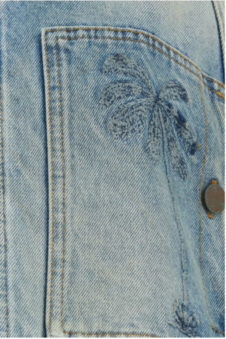 Palm Angels Krótka jasnoniebieska jeansowa kurtka 25307
