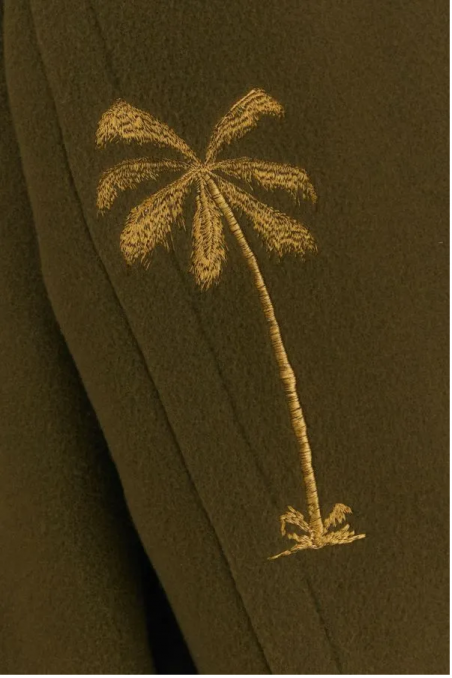 Palm Angels Krótki filcowy płaszcz w kolorze oliwkowym