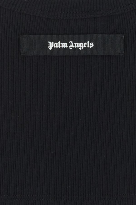 Palm Angels Czarny krótki top prążkowany z elastycznej bawełny