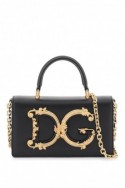 2Dolce & gabbana  Czarna skórzana mini torebka na ramię DG Girls z barokowym logo