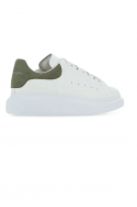 2Alexander McQueen Białe skórzane sneakersy z zielonym zapiętkiem