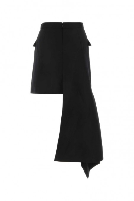 Alexander McQueen Czarna wełniana asymetryczna mini spódnica