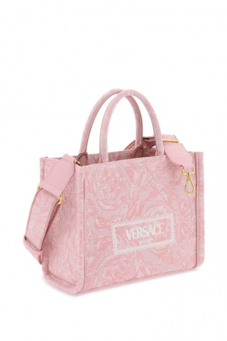 Versace Mała różowa torba tote Athena Barocco