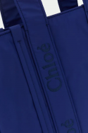 2Chloe Duża torba na zakupy Woody z niebieskiej tkaniny