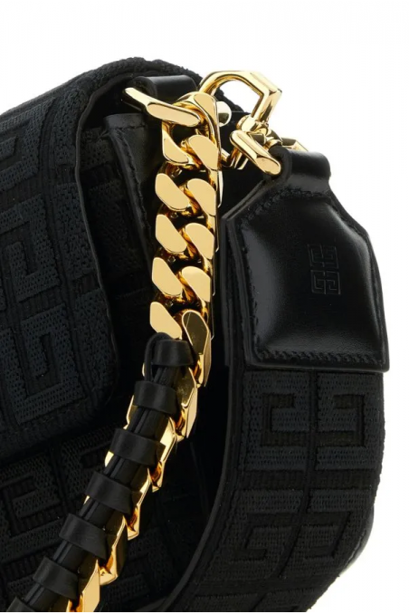 Givenchy Czarna torebka z haftowanego płótna 4G