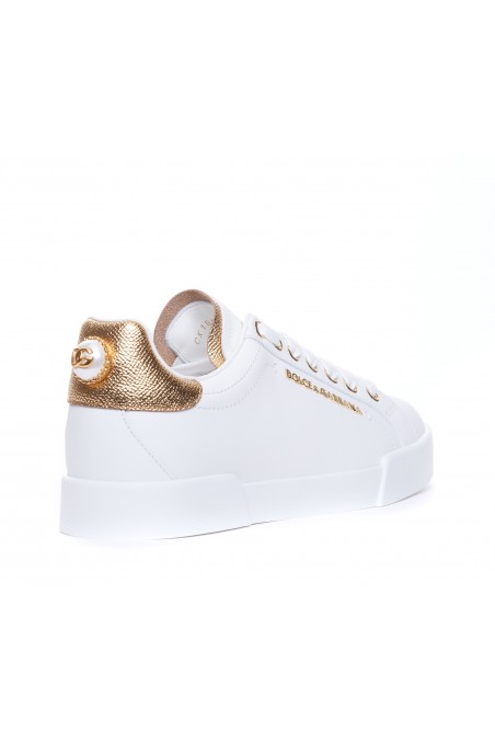 Dolce & gabbana Białe sneakersy PORTOFINO z perłą