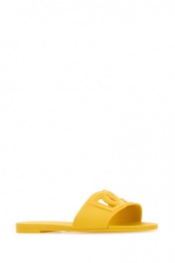 Dolce & Gabbana Żółte gumowe klapki z logo