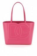 2Dolce & gabbana Różowa skórzana torebka tote z maxi logo