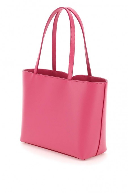 Dolce & gabbana Różowa skórzana torebka tote z maxi logo