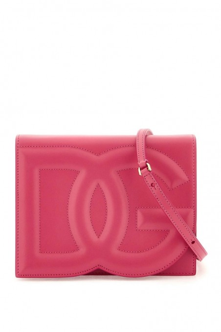 Dolce & gabbana Różowa skórzana torebka na ramię z dużym logo
