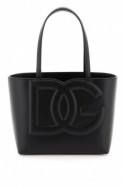 2Dolce & gabbana Czarna skórzana torebka tote z dużym logo