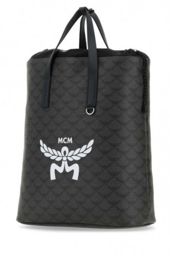 MCM  Czarny płócienny plecak Himmel z nadrukiem logo
