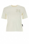 2Palm Angels Bawełniana koszulka z haftowanym logo kość słoniowa