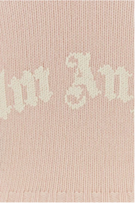 Palm Angels Jasnoróżowy sweter z logo z tyłu