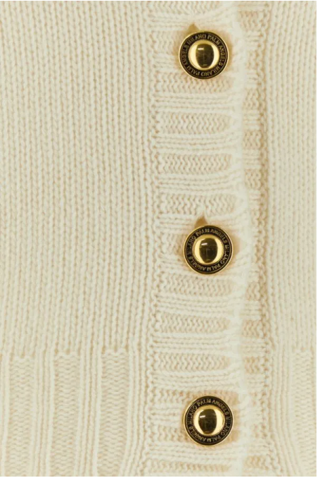 Palm Angels Kardigan z haftowanym logo z tyłu kość słoniowa