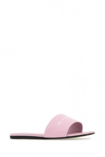 Givenchy Różowe płócienne klapki z logo