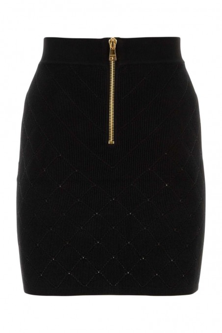 Balmain Czarna spódnica mini z domieszką wiskozy