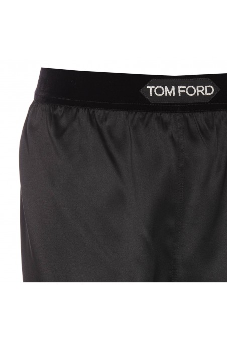 Tom Ford Czarne spodenki z logowanym pasem