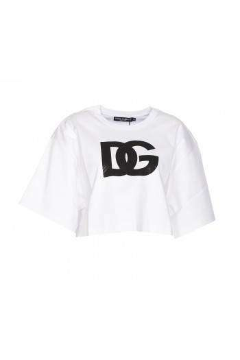 Dolce & gabbana Krótka koszulka z logo DG, F8U81TGDB6QW0800