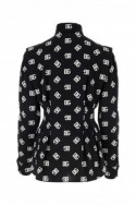 2Dolce & Gabbana Czarna jedwabna koszula z logo DG, F5Q70TFSA4I HNVAA