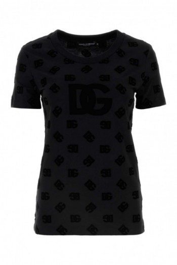 Dolce & Gabbana Czarna bawełniana koszulka, F8T00TGDB9K N0000